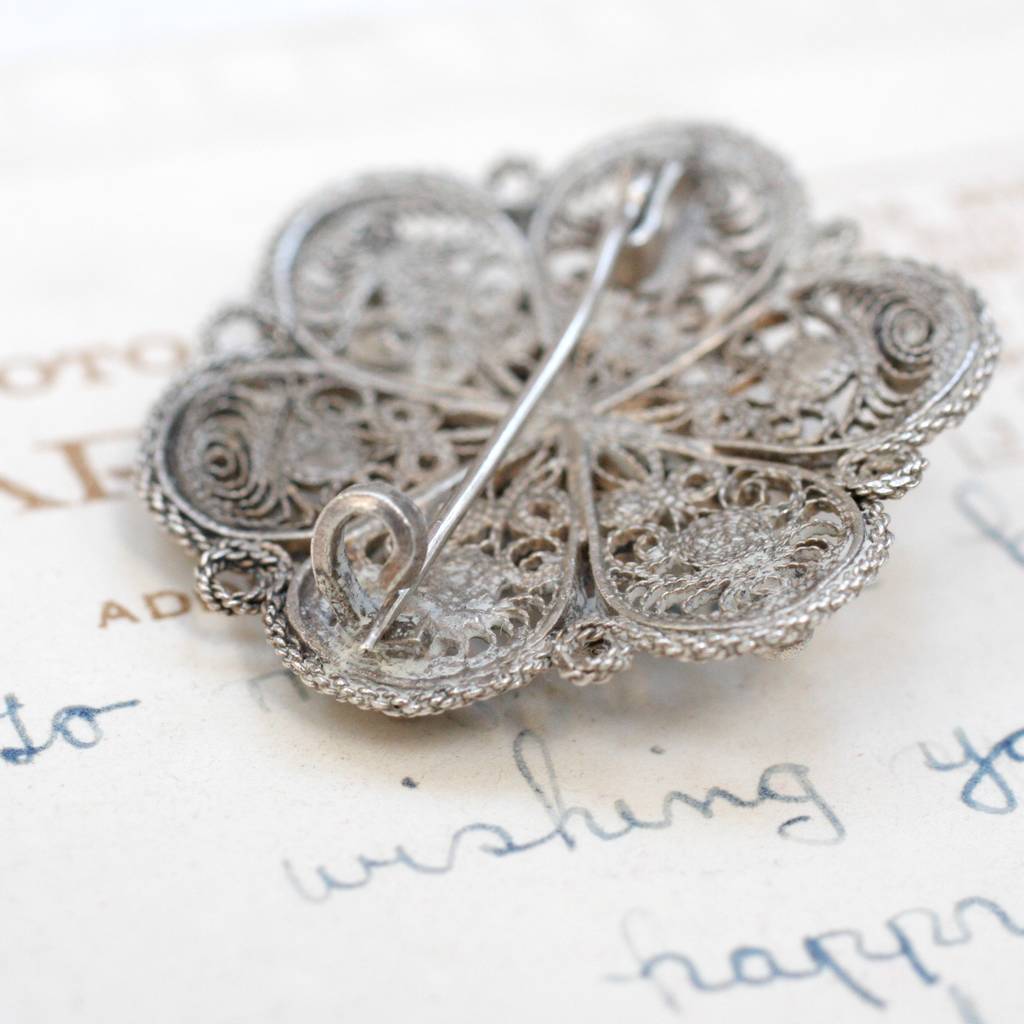 Antique Silver Filigree Brooch By Magpie Living