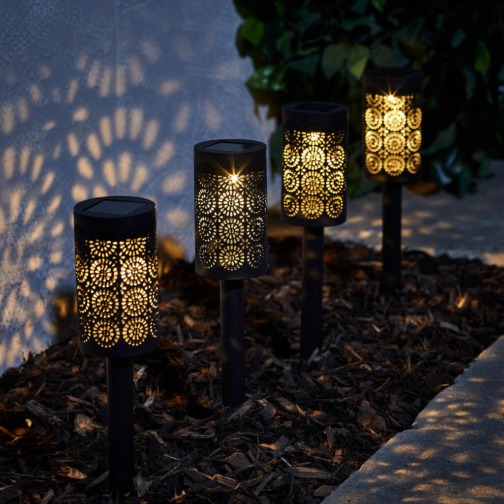 Set Of Four Moroccan Garden Stake Lights