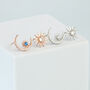 Sterling Silver Crystal Moon And Star Stud Earrings, thumbnail 1 of 5