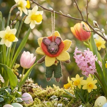 Handmade Felt Danni The Daffodil Bunny Decoration, 3 of 3