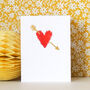 Heart And Arrow Mini Greetings Card, thumbnail 1 of 5