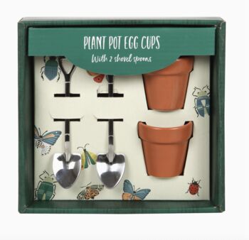 Plant Pot Egg Cup Set With Shovel Spoons, 3 of 3