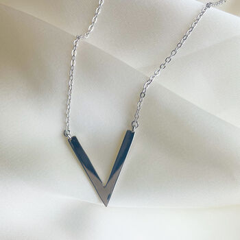 Sterling Silver Triangle Point Pendant Necklace, 3 of 4