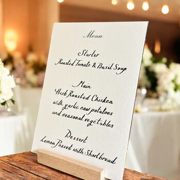 Handwritten Menu For Wedding Table, 5 of 6