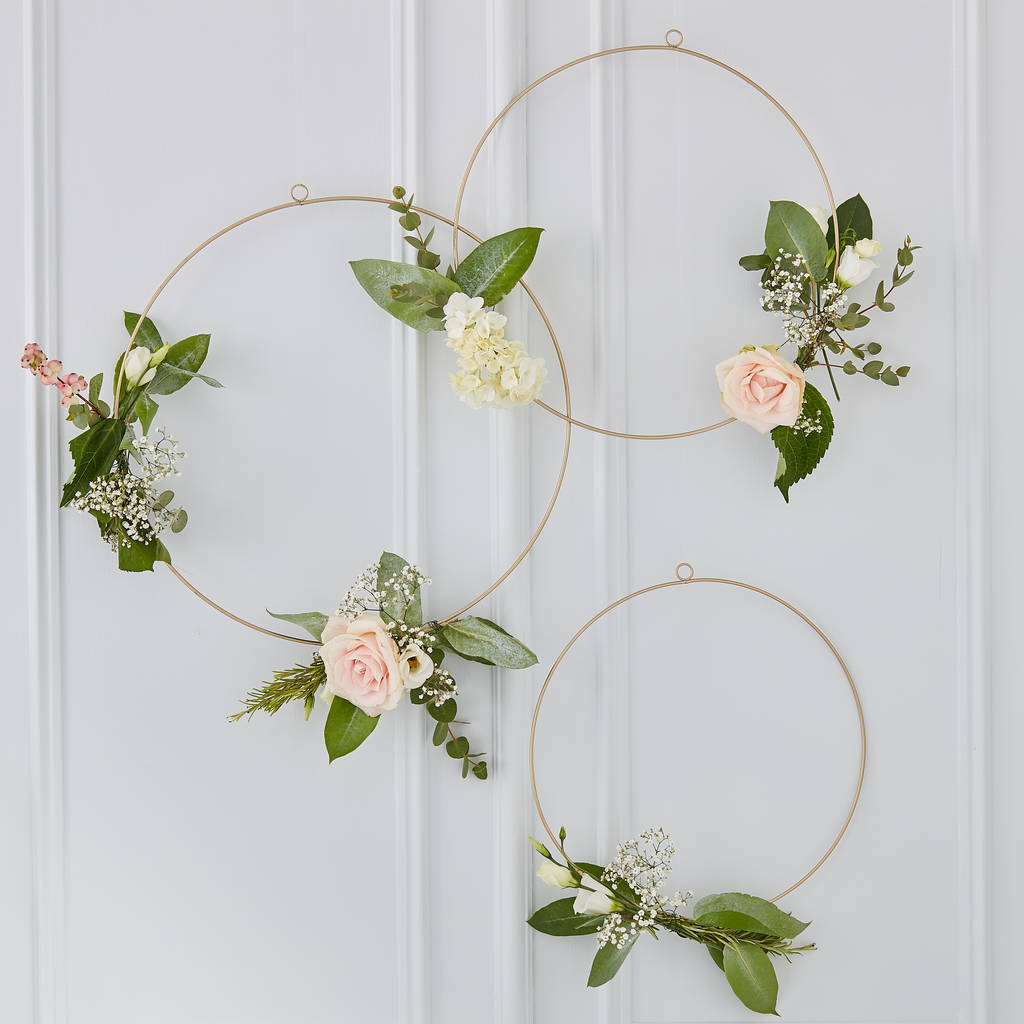 Cute Gold Floral Hanging Hoop Decorations, 1 of 3