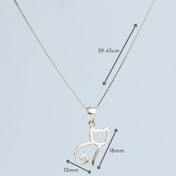 Sterling Silver Cat Pendant Necklace, 4 of 6