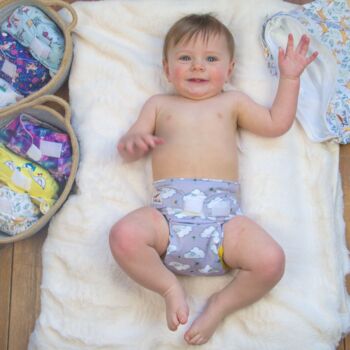 Busy Bees Pattern All In Two Reusable Nappy, 2 of 2