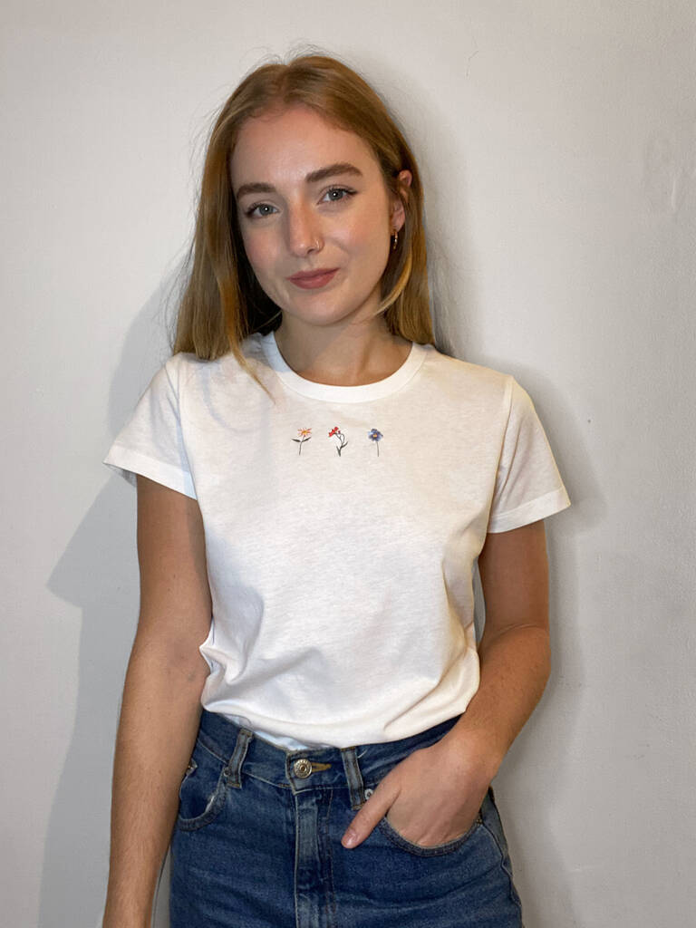 Embroidered Mini Bloom Tee By Lint & Thread | notonthehighstreet.com