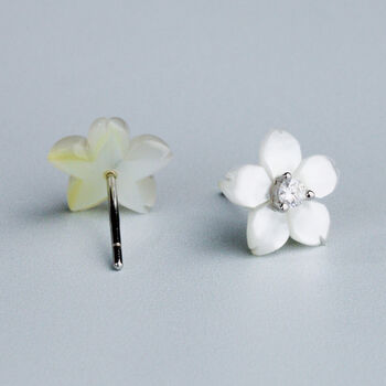 Sterling Silver White Flower Stud Earrings, 2 of 5