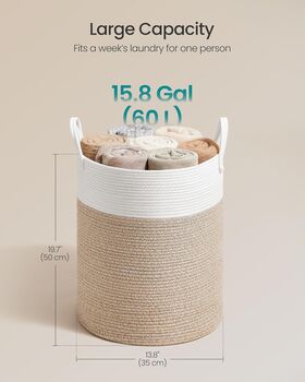 Kids Laundry Basket Cotton Rope Hamper, 2 of 6