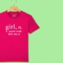 'Girl: Noise With Dirt' Definition T Shirt For Girls, thumbnail 1 of 12