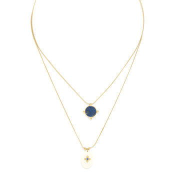 Two Layered Gold And Blue Necklace, 2 of 3