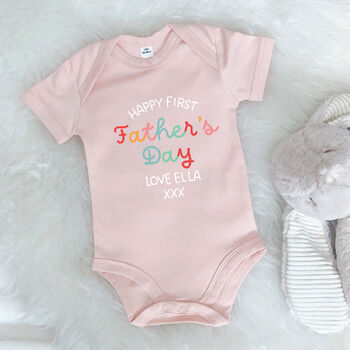 Personalised Happy First Father's Day Bright Babygrow, 2 of 7