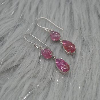 Red Ruby Silver Earrings: Teardrop Dangle, 7 of 8