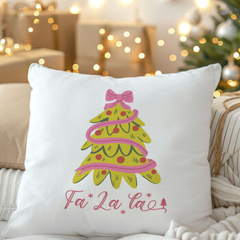 Fa La La Tree Christmas Cushion, 4 of 4