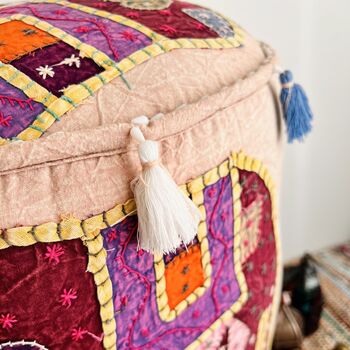Handmade Bohemian Dusky Pink Elephant Pouffe, 6 of 8