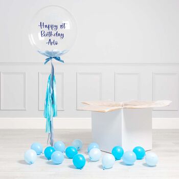 Personalised Baby Blue Tassel Confetti Bubble Balloon, 3 of 3