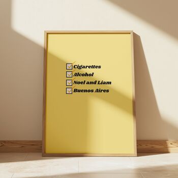 Customisable Worldwide Cigarettes And Alcohol Oasis Print Red / Oasis Live 25 Wall Art / Oasis UK And Dublin Tour Memorabilia / Oasis Print, 3 of 4