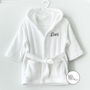White Personalised Soft Baby Hooded Bath Robe, thumbnail 2 of 3