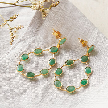 Emerald Stud Peardrop 18 K Gold Plated Silver Earrings, 2 of 11