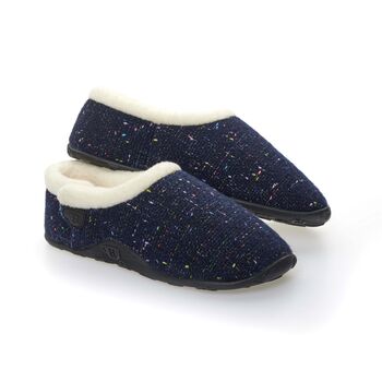 Luna Navy Flecked Women's Slippers Indoor/Garden Shoes, 2 of 9