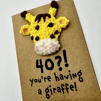 Personalised Age Giraffe Crochet Birthday Card Handmade, 11 of 11