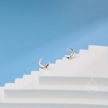 Moon And Star Stud Earrings In Sterling Silver, 3 of 9