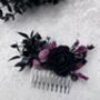 Black And Purple Gothic Wedding Flower Hair Comb, thumbnail 3 of 5