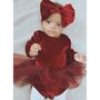 Red Velvet Baby Girls Leotard Tutu Dress, thumbnail 1 of 6