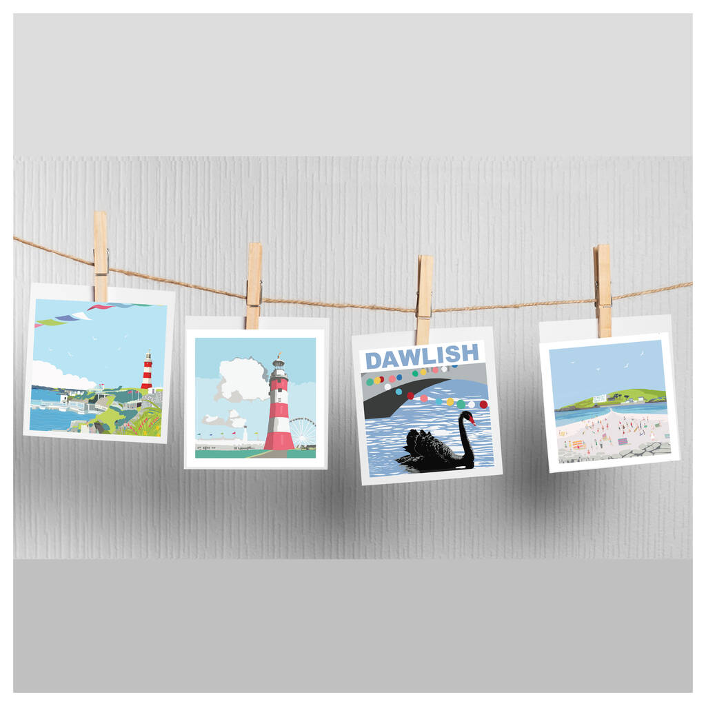 Set Of Four South Devon Cards By Betty Boyns