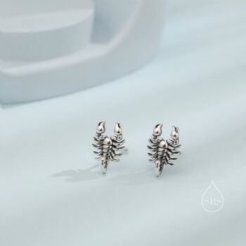 Sterling Silver Tiny Scorpion Stud Earrings, 6 of 11