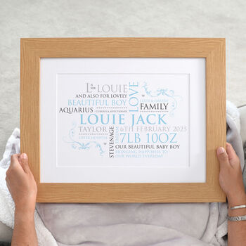 Personalised Baby Birth Announcement Word Art, 4 of 12