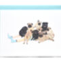 Pug Pile Funny Illustrated Greetings Card, thumbnail 1 of 5