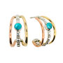 Maharani Pearl/Turquoise Triple Hoop Silver Earrings, thumbnail 7 of 10