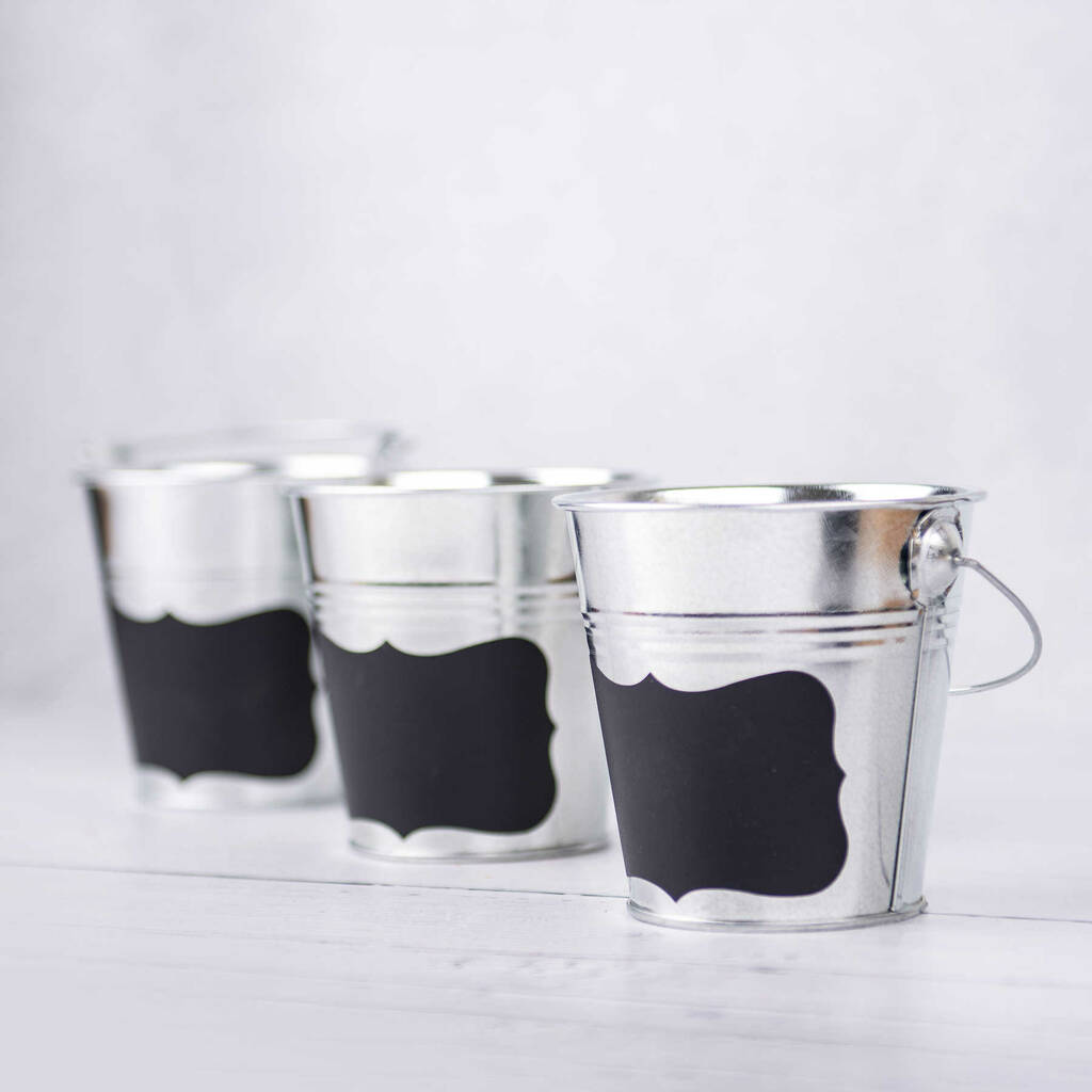 Galvanized Bucket With Blackboard Sticker Various Sizes By The Flower