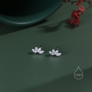 Lotus Flower Cz Screw Back Or Stud Earrings, 6 of 12