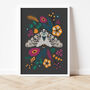Moth And Florals Print, thumbnail 1 of 3