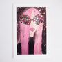 Birthday Card Pink Hair Fashion Card/Giclee Print, thumbnail 2 of 5