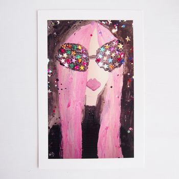 Birthday Card Pink Hair Fashion Card/Giclee Print, 2 of 5
