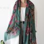 Gold Effect Summer Florals Print Scarf, thumbnail 2 of 11