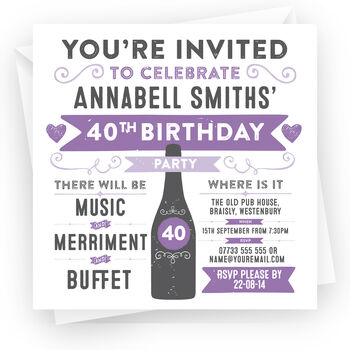 Personalised Birthday Or Wedding Party Invite, 2 of 4