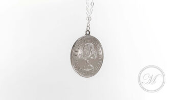 Queen Elizabeth Sixpence Necklace Sterling Silver Chain, 3 of 12
