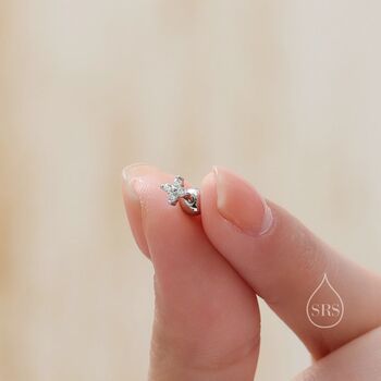 Tiny Hydrangea Flower Inspired Screw Back Earrings In Sterling Silver, 5 of 12