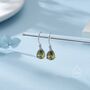Sterling Silver Olive Green Cz Droplet Drop Earrings, thumbnail 3 of 12
