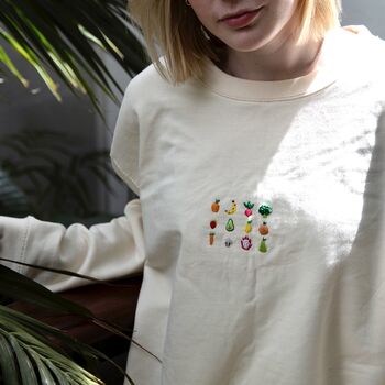 Unisex Hand Embroidered Fruit And Veg Sweatshirt, 2 of 7