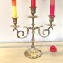 Antique Brass Three Sconce Candelabra / Candlestick ~ Four, thumbnail 4 of 5