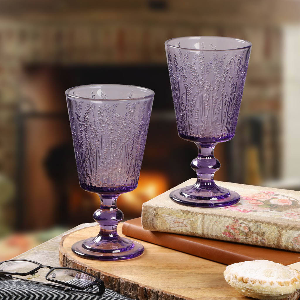 Set Of Four Vintage Embossed Coloured Wine Glasses By Dibor