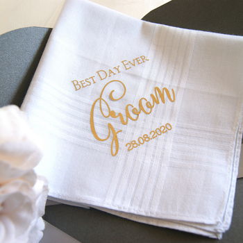 Grooms Best Day Ever Wedding Handkerchief Gift, 3 of 5