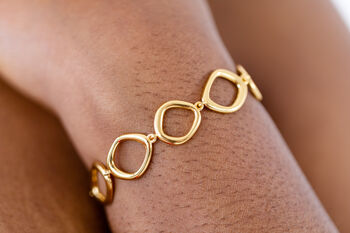 Sterling Silver Or Gold Vermeil T Bar Bracelet – Volcan Molten Link Design – Adjustable 925 Handmade Statement Jewellery Gift For Her, 7 of 12