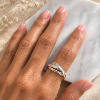 Sterling Silver Russian Wedding Band Ring, 7 of 11